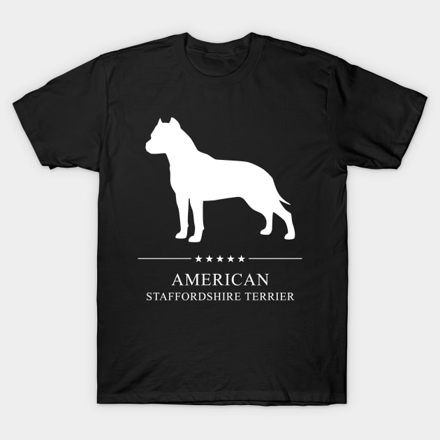 American Staffordshire Terrier Dog White Silhouette T-Shirt by millersye